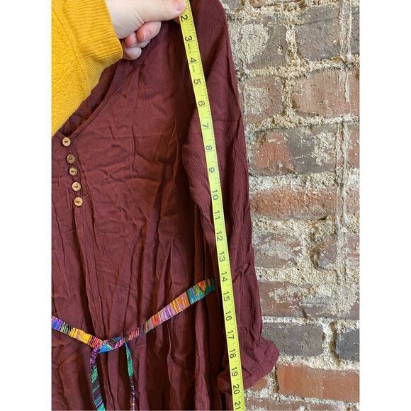 Anself Burgandy Tunic 1/4 Sleeve Colorful Sash Women’s Size M - Picture 9 of 10